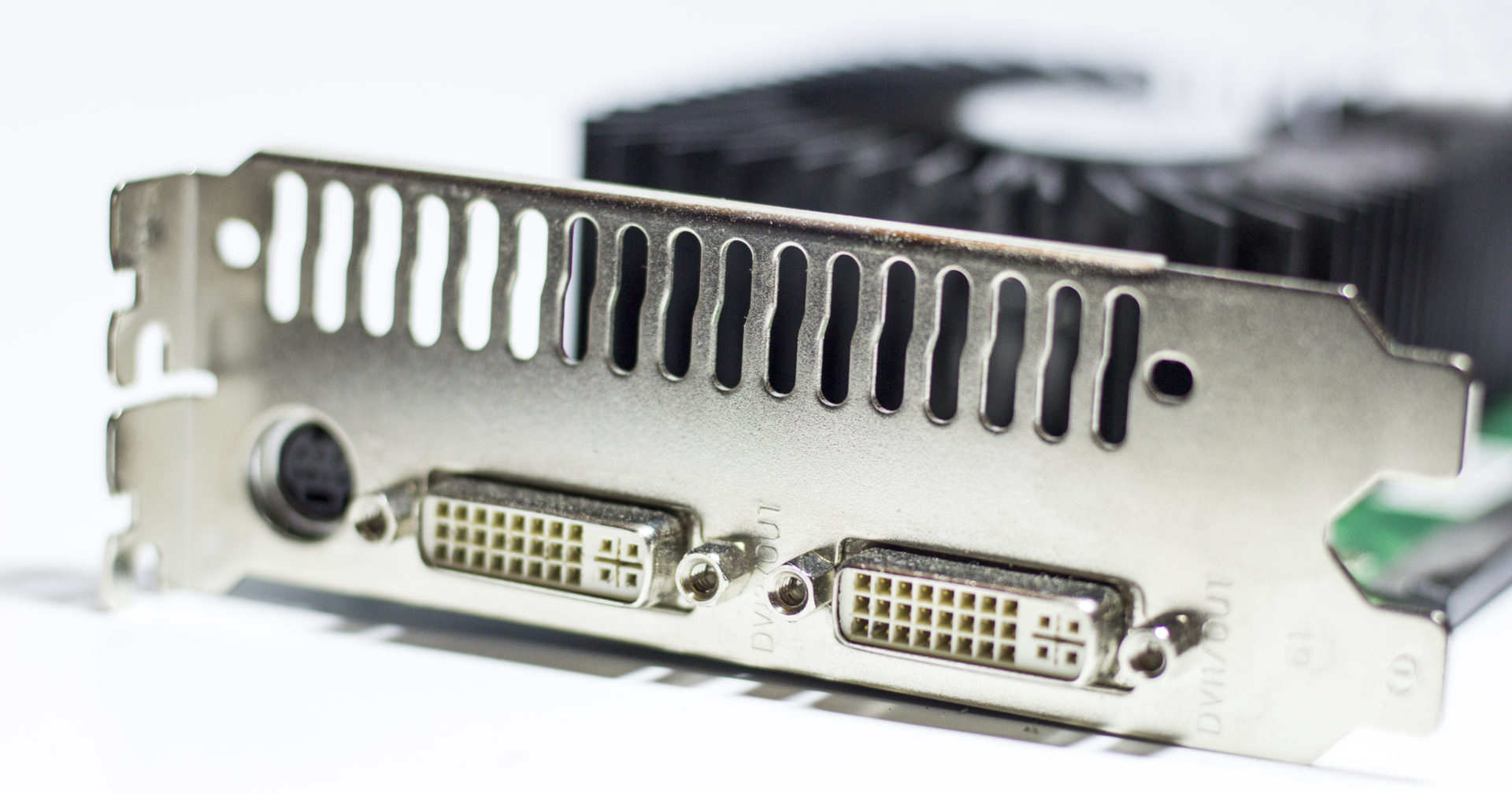 Photo showing the front of a graphic card.